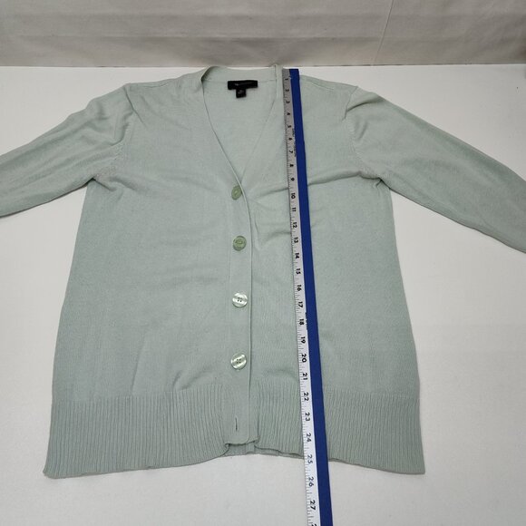 AB Studio Mint V-Neck Cardigan Medium 100% Cotton Lightweight Knit Style 0420M7M - Picture 6 of 7